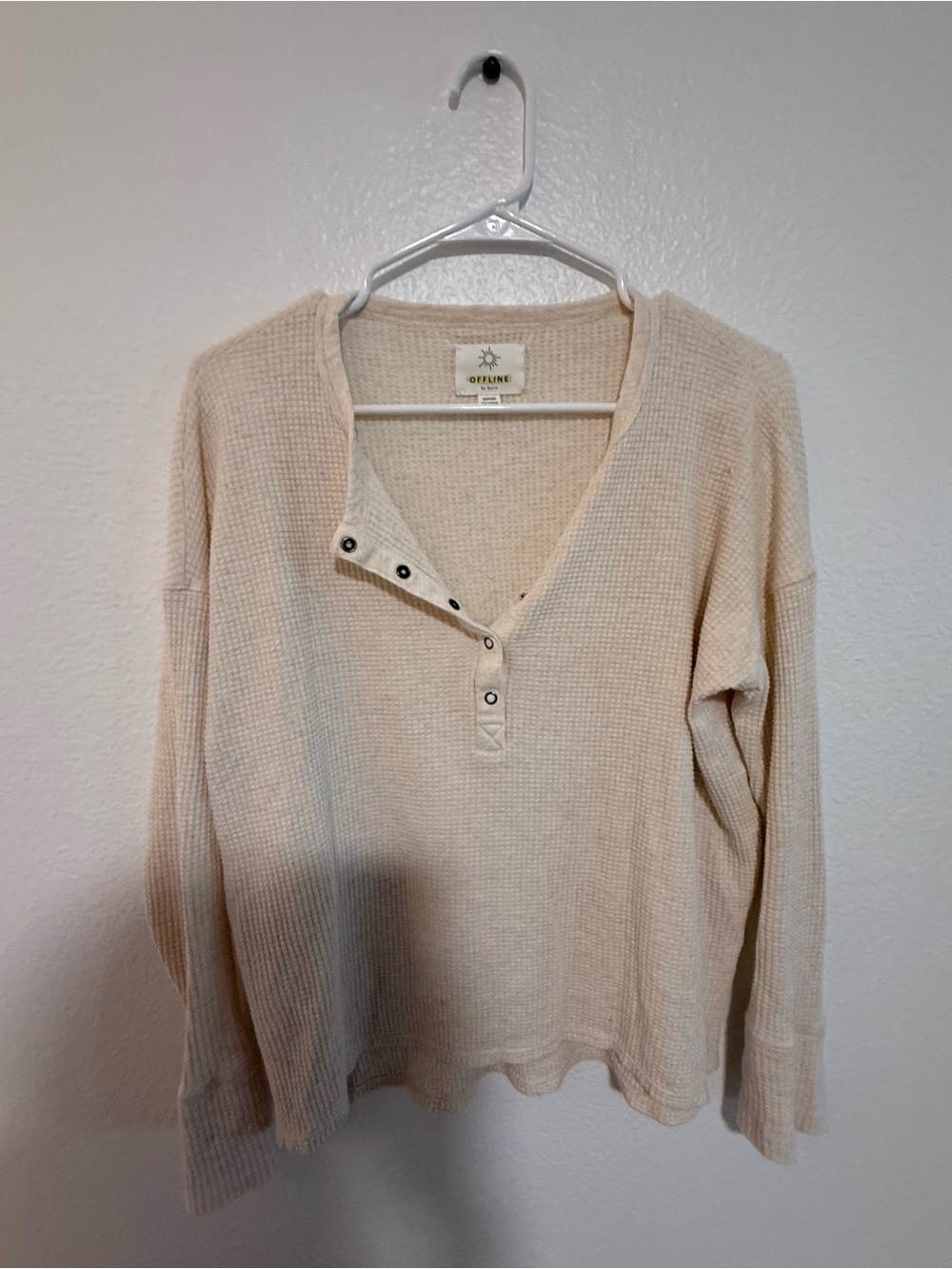 OFFLINE Cream Waffle Henley Long-Sleeve Top - Women's